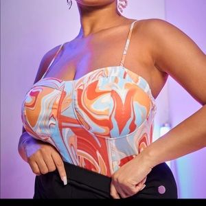 COPY - Shein plus size marble print bustier cami top